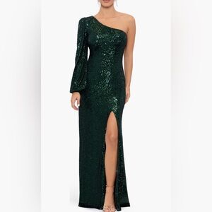Elegant Green Sequin One-Shoulder Dress